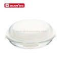 Glass Round Plate with Airtight Cover for Baking